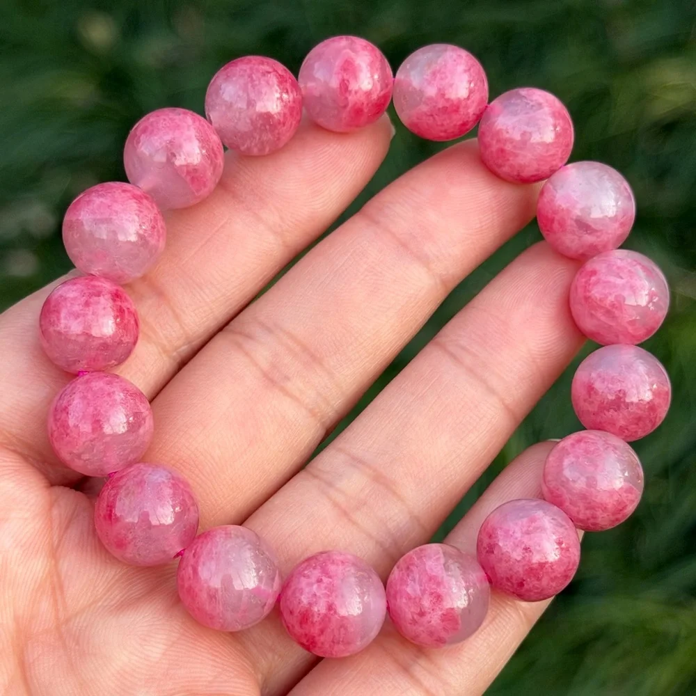 12mm stretchable pink rhodonite bracelet 1190‎